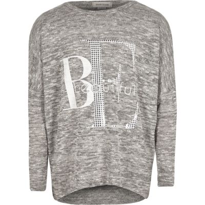 Girls grey slouch top